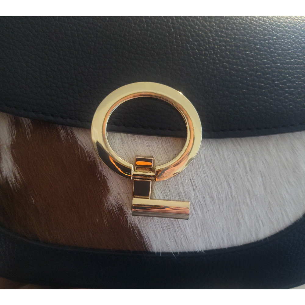 Charlie Leather Adeluccina Black Leather & Fur SM/Med Shoulder Bag/Crossbody-NWT - Picture 10 of 13